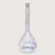 Matracci volumetrici, vetro borosilicato 3.3, classe A, graduazioni blu, con tappi in PE, rivestiti